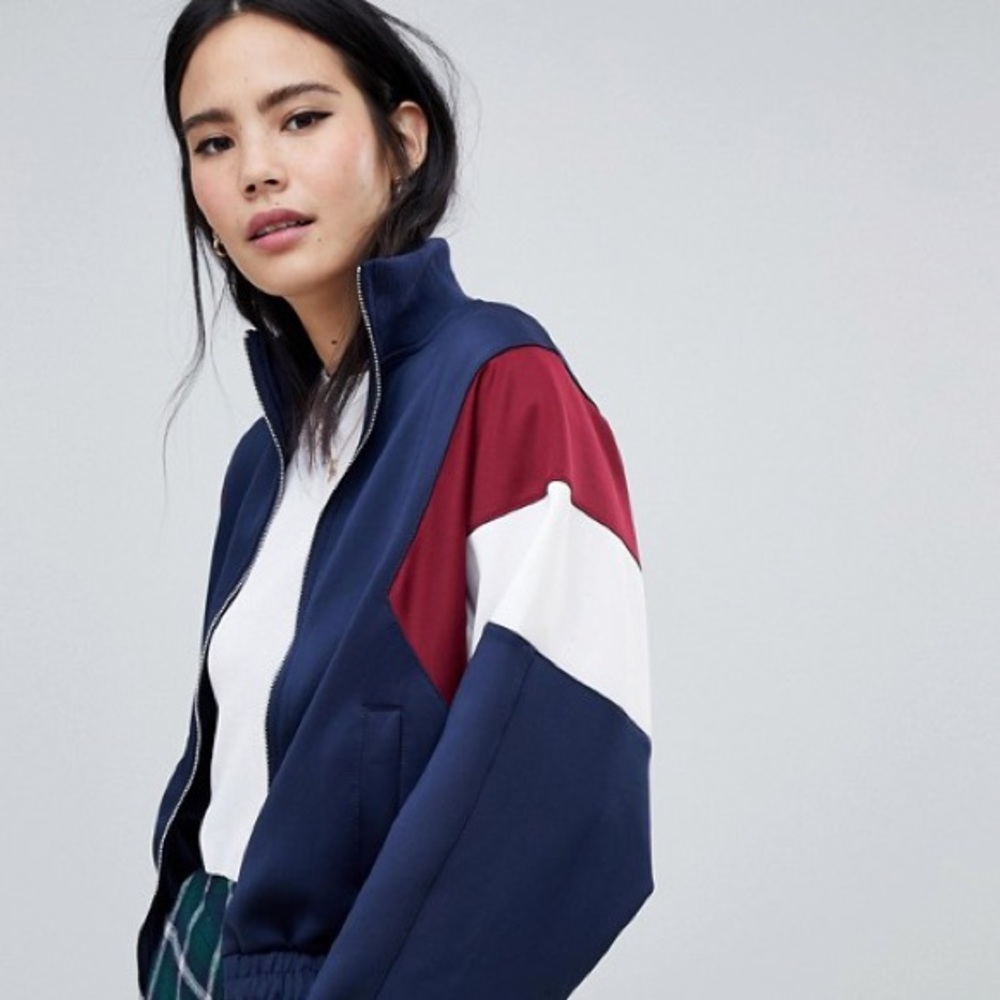 Bershka Color Block Bomber Jacket